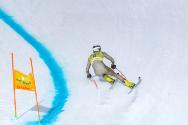 Mikaela Shiffrin USA, Andorra 'da Soldeu El Tarter 'da fis Alpine Ski Dünya Kupası finallerinin Mens slalom yarışı için yarış koşmak yer alır, Mart 'ta 17, 2019.