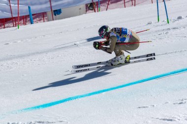 Elias Kolega Cro mens Slalom yarışı, FIS Alp Kayak Dünya Kupası finallerinde Soldeu El Tarter, Andorra, için 17 Mart 2019 üzerinde çalıştırmak yarış alır.