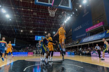 Andorra la Vella, Andorra oyuncular eylem içinde Liga ACB Endesa Mora Banc Andorra BC ve Herbalife Gran Canaria arasında maç, final Score 99-85, Mart 'ta 24 2019, Andorra.