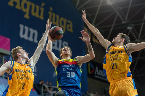 Andorra Vella Andorra Jugadores Acción Liga Acb Endesa Partido Entre — Foto de Stock