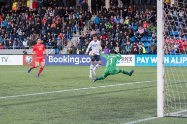 Andorra La vella, Andorra - 11 Haziran 2019 - Andorra - Fransa ile Oynanan Avrupa Şampiyonası Eleme Maçında Oyuncular , final skoru Ve 0 - 4 Fra.