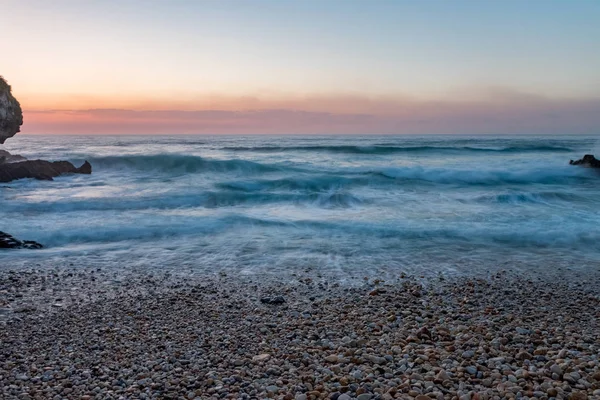 Захід Сонця Пляжі Vidiago Льянес Астурія Іспанія — стокове фото