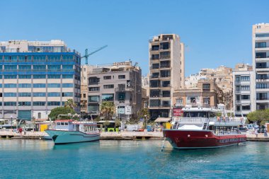 Yatlı Sliema masmavi limanı, Malta,.