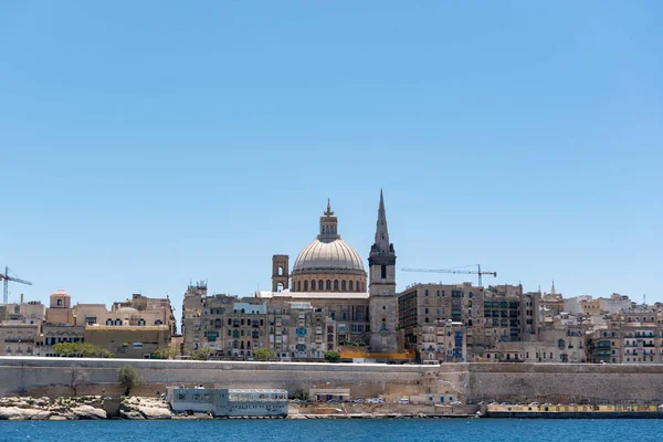 Gyönyörű Valletta Városkép Alatt Kék Valletta Sliema Ferry Nézett Manoel — Stock Fotó