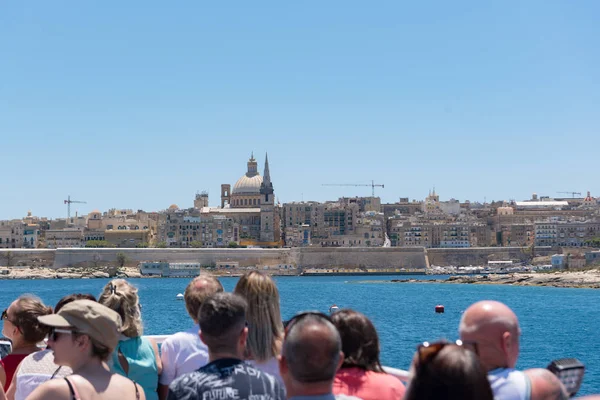 Beautiful Valletta Skyline Blue Sky Valletta Sliema Ferry Viewed Manoel — Stock Photo, Image