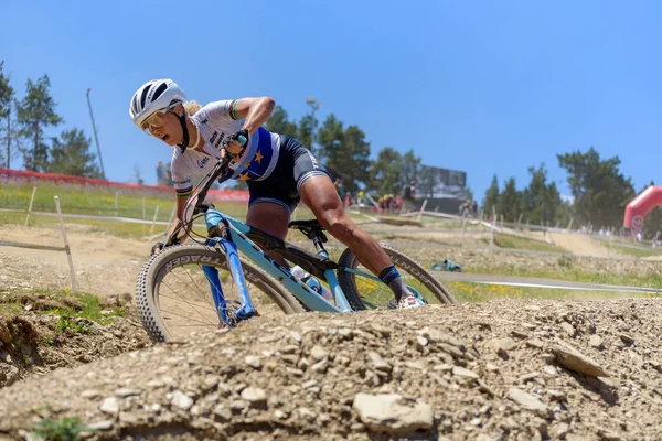 Vallnord Andorra Julio 2019 Mujer Ciclista Mercedes Benz Uci Mtb — Foto de Stock