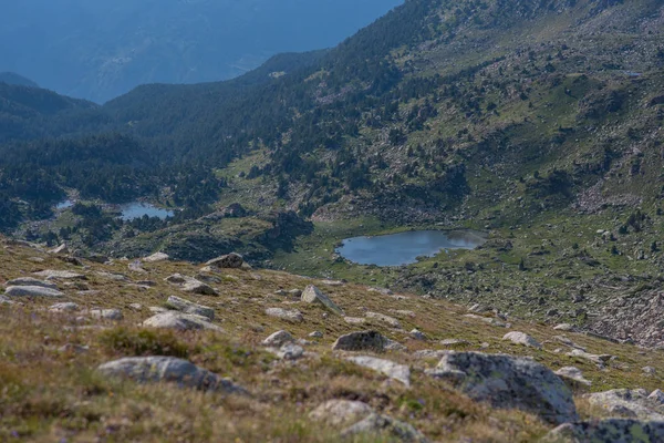 Reflektion Vid Sjön Kretsen Sjön Pessons Andorra — Stockfoto