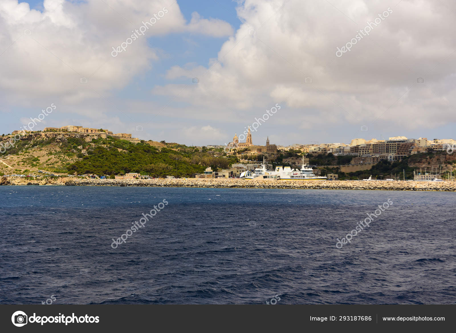Mgarr Gozo Malta 2019 View Harbaour Mgarr Ferryboat Coming Malta Stock Photo C Martinscphoto 293187686