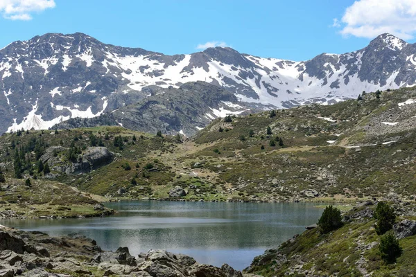 Gyönyörű Kilátás Túra Andorra Pireneusok Hegység Ordino Közel Tavak Tristaina — Stock Fotó