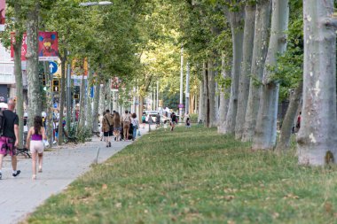 Barcelona, İspanya: 26 Haziran 2020: İnsanlar COVID 19 Haziran 2020 'den sonra Barcelona' daki Parque de la Cuidadella 'da eğleniyor.