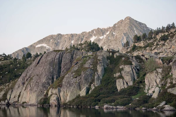 Paysage Dans Lac Montmalus Été Sur Andorre — Photo