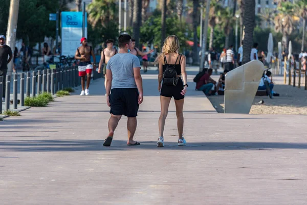 Barcelona España Julio 2020 Gente Caminando Por Calles Vacías Después — Foto de Stock