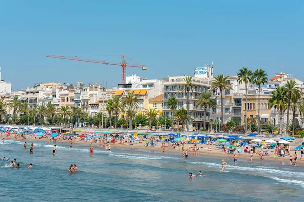 Sitges Cataluña España Julio 2020 Personas Playa Sitges Verano 2020 —  Fotos de Stock