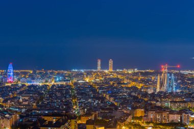 29 Temmuz 2020, BARCELONA, İSPA: Barcelona şehri manzarası ve geceleri Carmel 'deki Bunkers' dan ilkbaharda Costline.