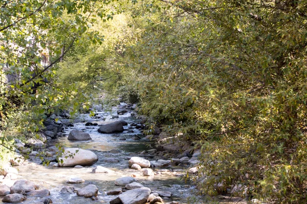 Sonniger Tag Der Stadt Encamp Andorra Sommer 2020 — Stockfoto