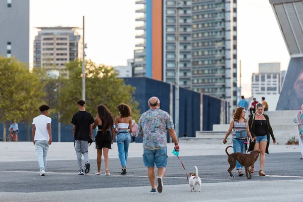 Barcelona Spanje 2020 Sept Mensen Lopen Straat Het Forum Barcelona — Stockfoto