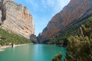 View of the Congost de Mont-rebei gorge in Catalonia, Spain in summer 2020. clipart