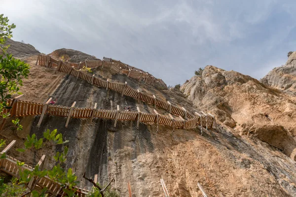 Σκάλες Στο Φαράγγι Του Congost Mont Rebei Στην Καταλονία Ισπανία — Φωτογραφία Αρχείου