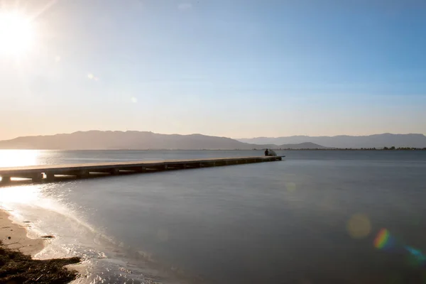 Magisk Solnedgång Ebro Delta Tarragona Spanien — Stockfoto