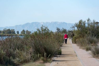 Ebro Delta, İspanya: 2020 Eylül: Halk yazın limanda Ebro Nehri 'nde yabana atıldı.