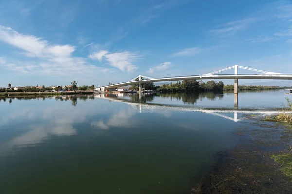 Sant Jaume d Enveja new bridge Lo Passador over Ebro river Ebro Delta, Tarragona, Catalonia, Spain.