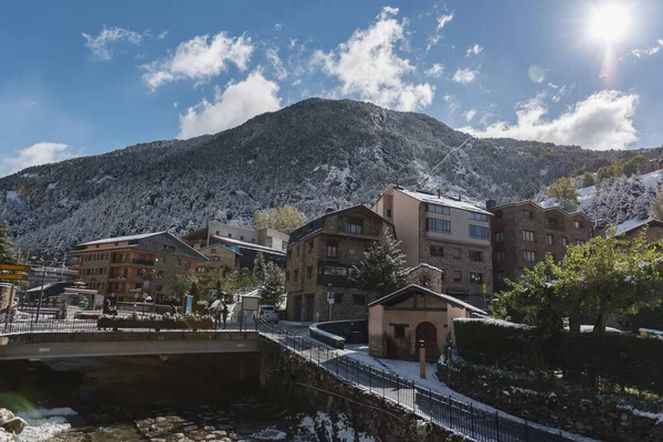 Canillo Andorra 2019 Febrero Salida Del Sol Nevado Localidad Canillo —  Fotos de Stock