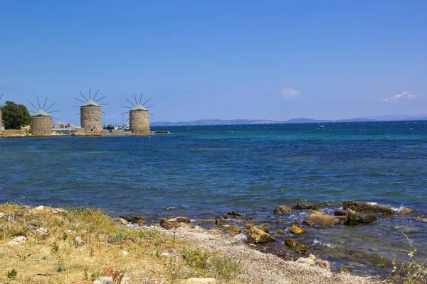 Sakız Adası Nda Yel Değirmeni Yunanistan — Stok fotoğraf