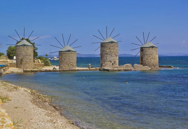 奇奥斯岛希腊的风车 — 图库照片