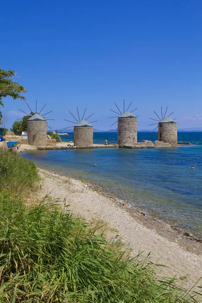 奇奥斯岛希腊的风车 — 图库照片