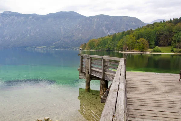 Krásná Scéna Jezera Bohinj Slovinsko — Stock fotografie