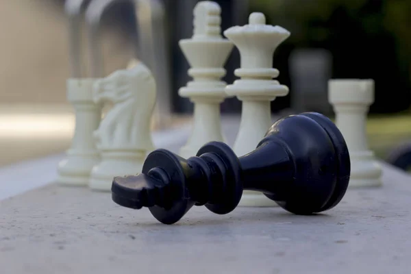 Чорно Білі Шахові Фігури — стокове фото