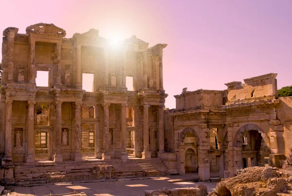 Ruines Ville Antique Dans Bibliothèque Ephèse — Photo