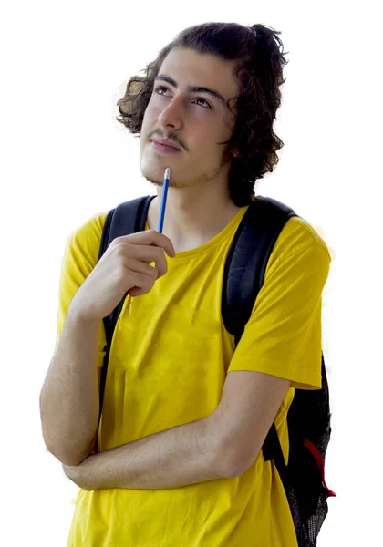 Portrait Handsome Young Man Back School — Stock Photo, Image
