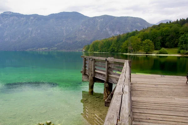 Krásná Scéna Jezeře Bohinj Slovinsku — Stock fotografie