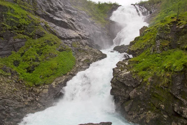 ノルウェーに美しい緑の景色と家 — ストック写真