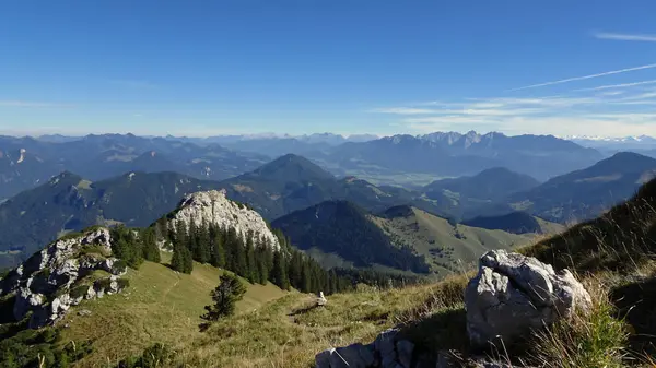 Belo Panorama Montanha Sul Alemanha Wildalpjoch Com Vista Para Alpes — Fotografia de Stock