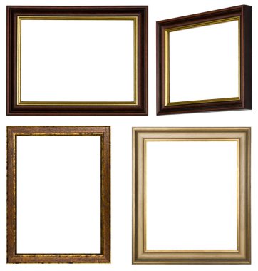 Altın ve kahverengi boyanmış çeşitli ahşap resim çerçeveleri