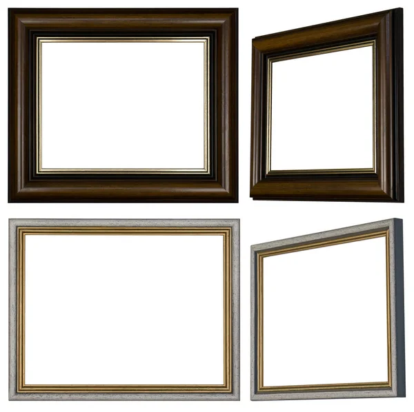 Twee Verschillende Afbeeldingsframes Met Profiel Hout — Stockfoto