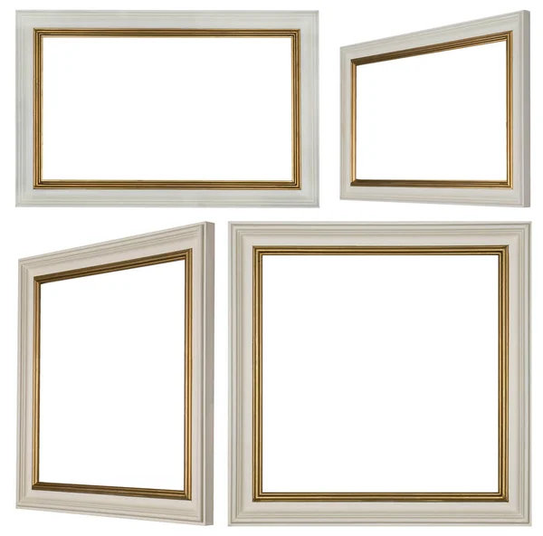 Witte Gouden Profiel Geschilderd Rechthoekige Vierkante Fotolijsten — Stockfoto