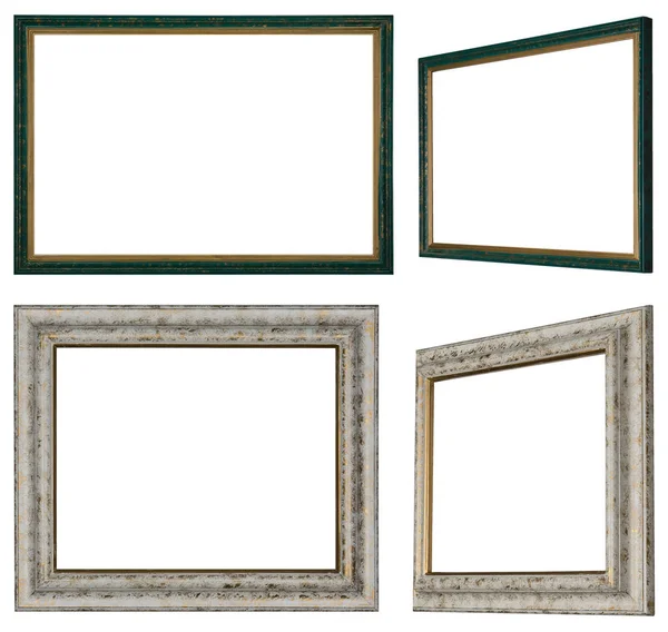 Two Different Views Two Picture Frames White Gold Green Gold — Stock Photo, Image