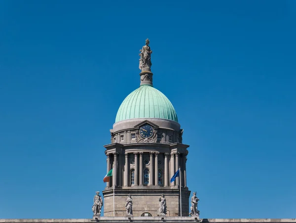 Las Cuatro Figuras Mercurio Industria Riqueza Neptuno Frente Cúpula Con — Foto de Stock