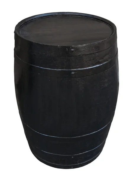 黑色旧橡木桶 白色背景金属环 — 图库照片