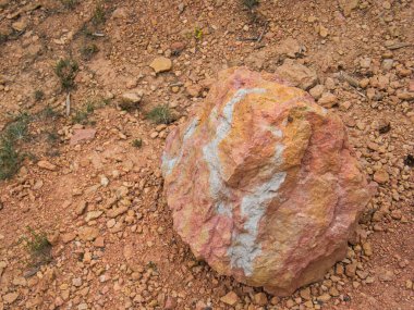 Farklı renkte yuvarlak bir kaya.