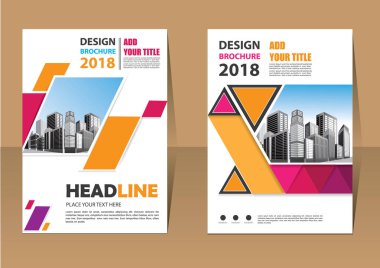 İş soyut vektör şablonu. Broşür tasarımı, modern tasarım, yıllık rapor, poster, renkli üçgenleri olan A4 broşürü, teknoloji, bilim ve ışık arka planlı geometrik şekiller.