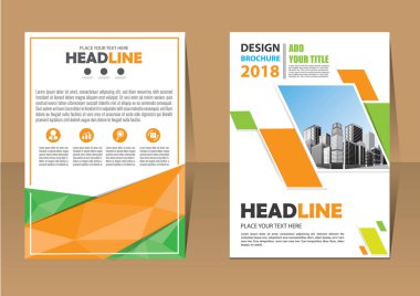 İş soyut vektör şablonu. Broşür tasarımı, modern tasarım, yıllık rapor, poster, renkli üçgenleri olan A4 broşürü, teknoloji, bilim ve ışık arka planlı geometrik şekiller.