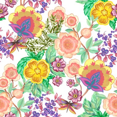 Botanik Süslü İskandinav Kelebek Böceği. Geleneksel İskandinav şirin süsü. Klasik suluboya çizimi. 