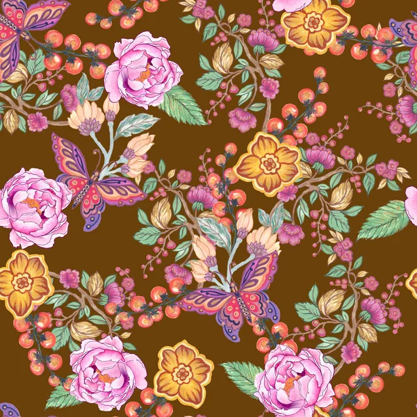 Botanik Süslü İskandinav Kelebek Böceği. Geleneksel İskandinav şirin süsü. Klasik suluboya çizimi. 