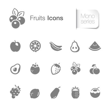 Meyve simgeler koleksiyonu. Restoran menü, sağlık ilgili proje için yararlı.