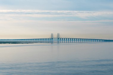 Storstromsbroen köprü gündoğumu seaview sırasında
