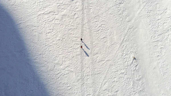 yürüyüş insanlar kar yolunda yürüyen yukarıda hava